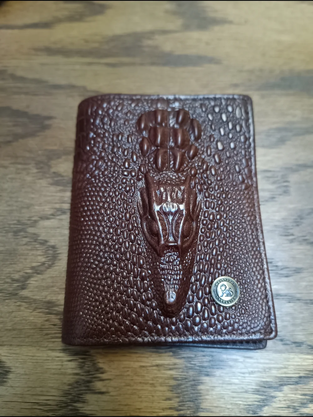 Brown Croc-Embossed Leather Men's Wallet